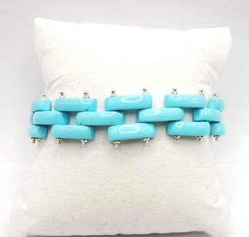 Turquoise - Zilver - Armband - handgemaakt