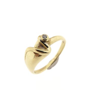 8 karaat ring met zirconia, Sieraden, Tassen en Uiterlijk, Ringen, Gebruikt, Geel, Ophalen of Verzenden, 17 tot 18