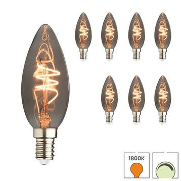 Set van 8 LED kaarslampen E14 | 4 watt dimbaar | 1800K extra, Verzenden, Nieuw, E14 (klein), Overige typen