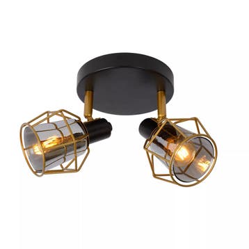 Lucide NILA - Plafondspot (Plafondlamp) - 2xE14 - Zwart, Huis en Inrichting, Lampen | Spots, Verzenden, Zo goed als nieuw, Metaal