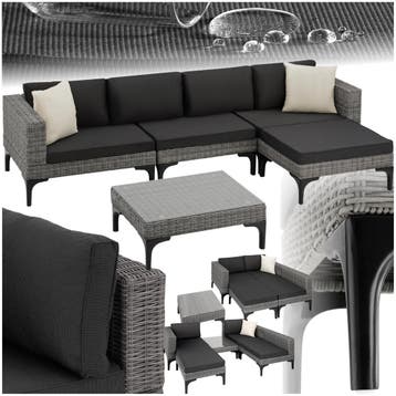 Wicker lounge Konstanza met aluminium frame - grijs, Tuin en Terras, Tuinsets en Loungesets, Verzenden, Nieuw