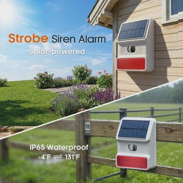 Solar Bewegingsmelder Alarm met Sirene, Stroboscooplicht & I, Doe-het-zelf en Verbouw, Alarmsystemen, Verzenden, Nieuw