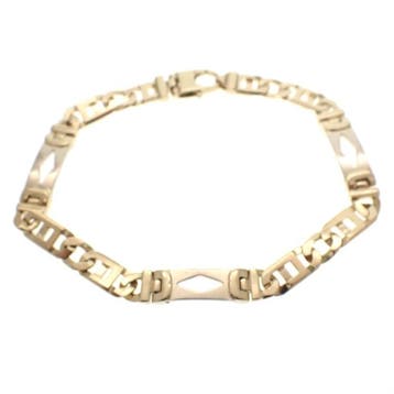 Bicolor gouden schakelarmband met wiebertjes, Sieraden, Tassen en Uiterlijk, Armbanden, Ophalen of Verzenden, Gebruikt, Goud, Goud