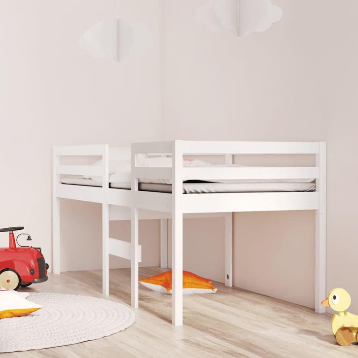 vidaXL Hoogslaper massief grenenhout wit 75x190 cm, Huis en Inrichting, Slaapkamer | Bedden, Wit, Nieuw, Hout, Verzenden