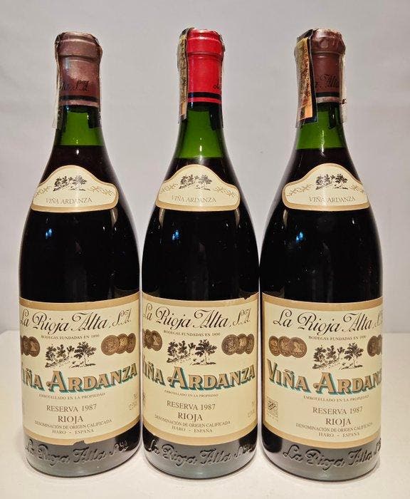 1987 La Rioja Alta, Viña Ardanza - Rioja Reserva - 3 Flessen, Verzamelen, Wijnen