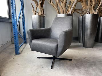 Veiling - Fauteuil Arsenie -Draaibaar- Microleder - Grijs -, Nieuw