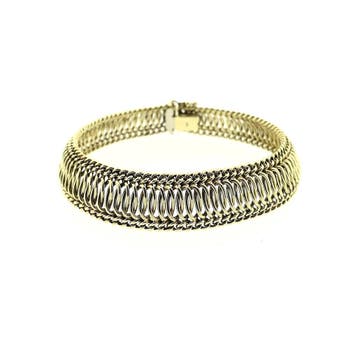Gouden brede schakelarmband, Sieraden, Tassen en Uiterlijk, Armbanden, Ophalen of Verzenden, Gebruikt, Goud, Goud