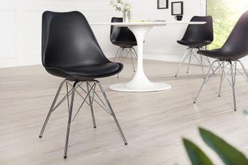 Retro stoel SCANDINAVIA MEESTERSTUK zwart chroom frame -, Ophalen of Verzenden, Nieuw