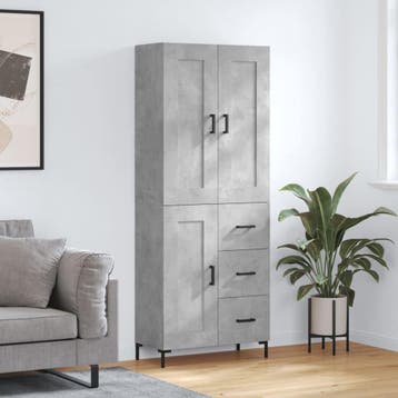 vidaXL buffetkast 69,5x34x180 cm bewerkt hout betongrijs, Minder dan 50 cm, Verzenden, Nieuw, Minder dan 100 cm