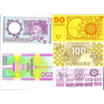 Nederland. 5 educational banknotes School money in guilder