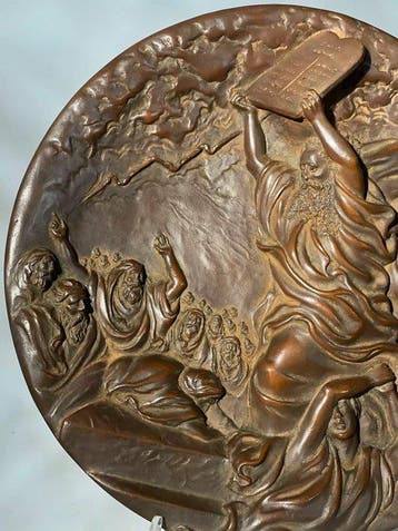 Beeldje - Old Testament iconic composition: Moses atop Mount, Antiek en Kunst