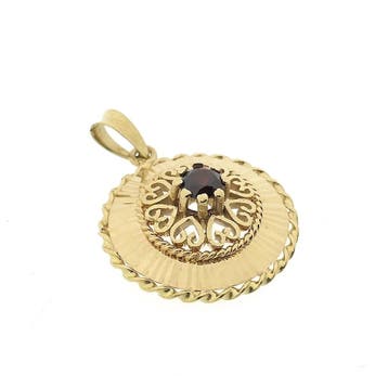 Vintage gouden hanger met granaat (Hanger of bedel), Ophalen of Verzenden, Gebruikt, Goud, Overige merken