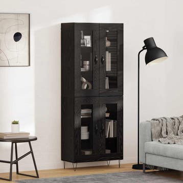 vidaXL buffetkast Zwart Eiken 69,5 x 34 x 90 cm Bewerkt hout, Verzenden, Nieuw, 50 tot 100 cm, Minder dan 100 cm