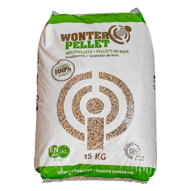 Wonterspan houtpellets zak 15kg, Tuin en Terras, Haardhout, Blokken, Minder dan 3 m³, Overige houtsoorten, Ophalen of Verzenden