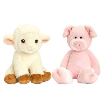 Pluche varken en lammetje knuffel - boerderijvriendjes - 18, Verzenden, Nieuw