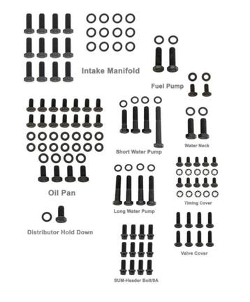 Chevrolet small block engine bolt kit  black, Ophalen of Verzenden, Nieuw