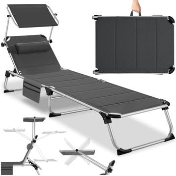 Aluminium ligstoel Lorella, gestoffeerd, opvouwbaar - grijs, Tuin en Terras, Tuinsets en Loungesets, Verzenden, Nieuw
