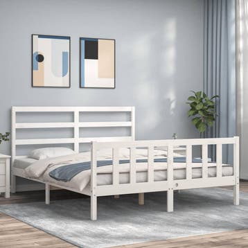 vidaXL Bedframe zonder matras massief grenenhout wit 160x200, Verzenden, Wit, 200 cm, 160 cm