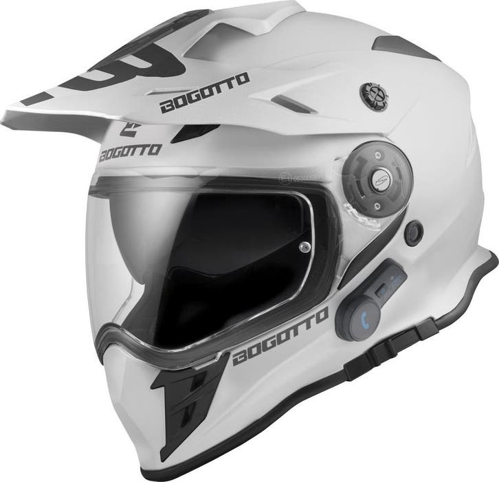 Bogotto H331 BT Bluetooth Wit Enduro Helm, Motoren, Kleding | Motorhelmen, Nieuw met kaartje, Overige merken, Offroadhelm, Verzenden