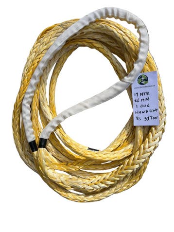 Hawk-Line Touw HMPE- 1 bekleed Oog 17MTR 26mm 53Ton NIEUW..., Verzenden, Nieuw
