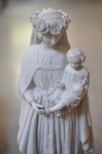 Beeld, Madonna met kind - 39 cm - Biscuit porselein