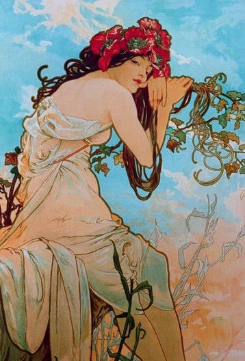 Alphonse Marie Mucha - “Été, 1896”. Gesigneerd in de plaat.