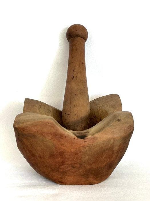 Vijzel en stamper - Hout, Antiek en Kunst, Curiosa en Brocante