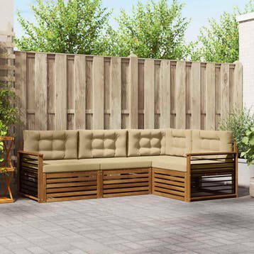 vidaXL Buiten bankenset 4 st Natuurlijk en Beige, Verzenden, Nieuw