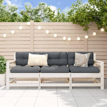 vidaXL 3-delige Loungeset massief grenenhout wit, Verzenden, Nieuw, Loungeset