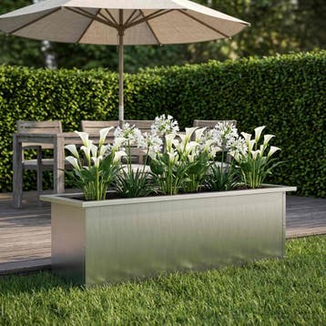 vidaXL Plantenbak met led zilver 30 x 100 x 30 cm, 100 cm of meer, Verzenden, Nieuw, Metaal