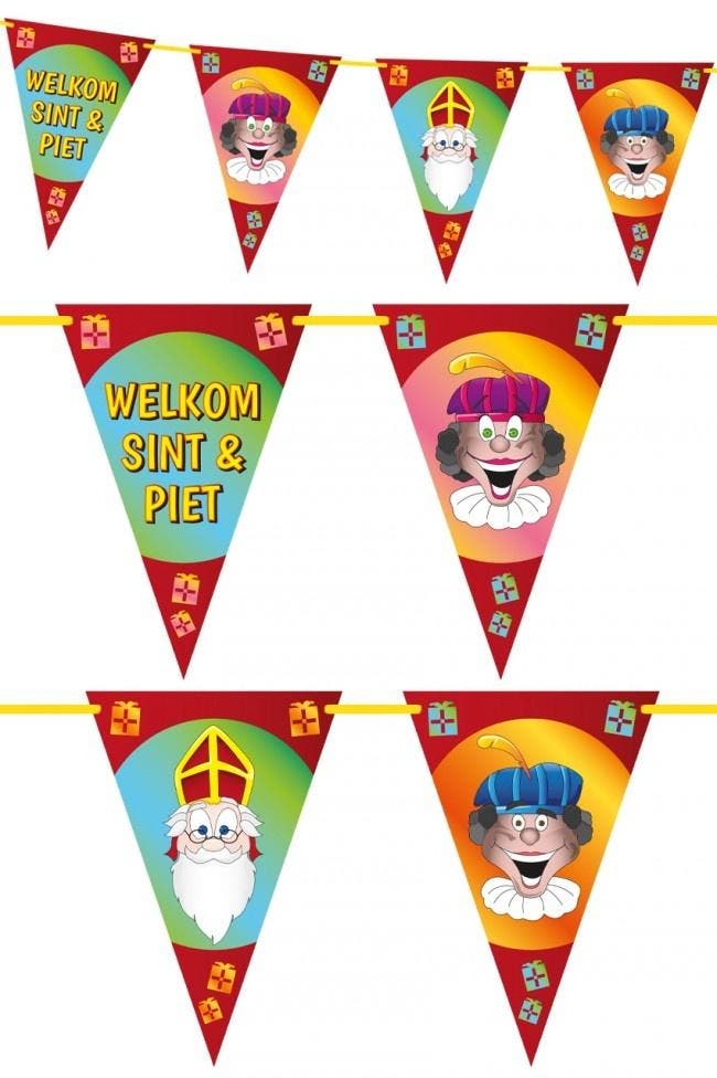 Vlaggenlijn Welkom Sint & Piet Lisandro (6m), Hobby en Vrije tijd, Feestartikelen, Nieuw, Ophalen of Verzenden