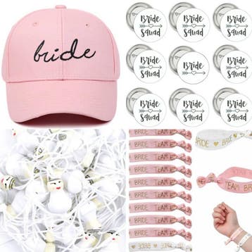 Vrijgezellenfeest set met cap, buttons, gelukspoppetjes etc, Verzenden, Nieuw, Feestartikel, Geboorte of Huwelijk