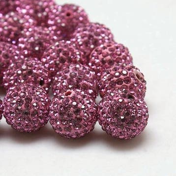 2 x Shamballa strass kralen 6mm gat: 1mm Donker Roze, Ophalen of Verzenden, Nieuw, Kraal