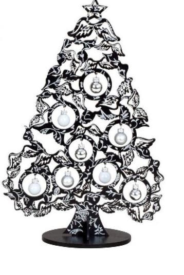 Kerstboom van hout Zwart/Zilver 38cm (Decoratie voor binnen), Diversen, Ophalen of Verzenden, Nieuw