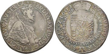 Taler, daalder Graz 1609 Habsburg: Ferdinand Ii, 1592-1637:, Verzenden