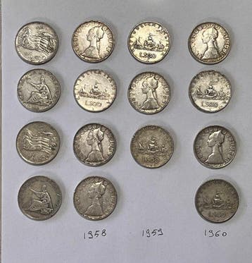 Italië, Republiek 500 Lire argento (15 monete)