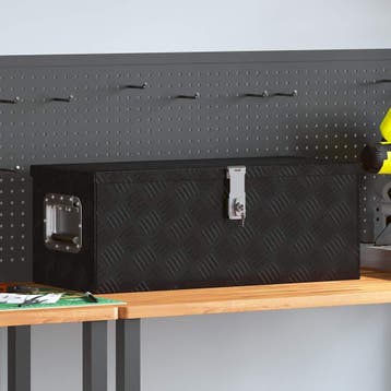 vidaXL Opbergbox 70x31x27 cm aluminium zwart, Verzenden, Nieuw