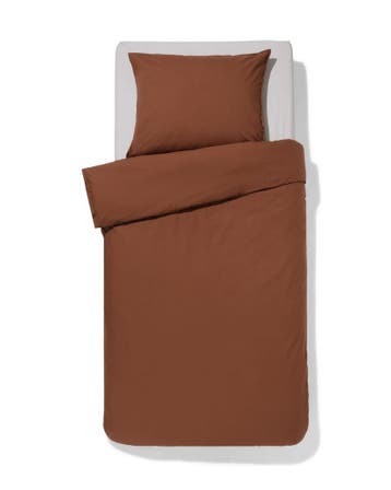 HEMA Dekbedovertrek 140x200/220cm hotel katoen percal bruin, Huis en Inrichting, Slaapkamer | Beddengoed, Verzenden, Nieuw, Bruin