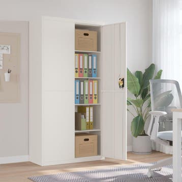 vidaXL Archiefkast 90x40x180 cm staal wit, Verzenden, Nieuw