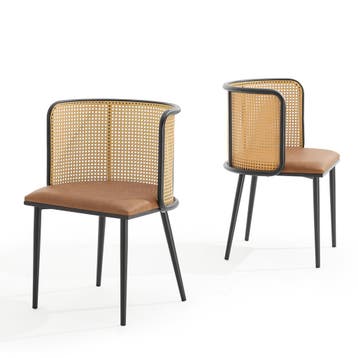 [en.casa] Eetkamerstoel Flen set van 2 bruin en zwart 75x52x, Verzenden, Nieuw