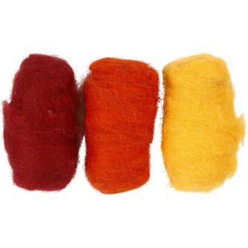 Gekaarde Wol, geel/terracotta harmonie, 3x10 gr/ 1 doos, Nieuw