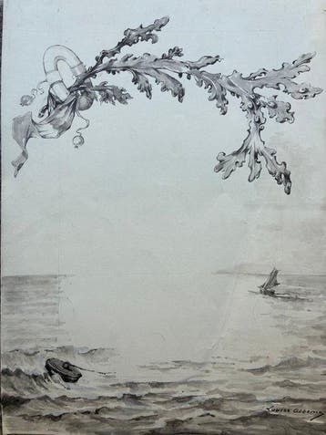 Louise Abbéma (1853-1927). - Paysage Marine avec Bateau et