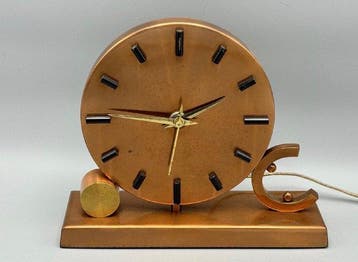 Tafel/bureauklokken - Metaal, Koper - 1950-1960 - Palmtag, Antiek en Kunst, Antiek | Klokken