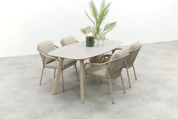 Pisa/Taste Manolo Deens ovale 4-persoons tuinset 180x95 cm., Tuin en Terras, Verzenden, Nieuw, Rvs, Tuinset