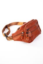 Heuptasje Echt Leer Vakjes Roodbruin Fanny Pack Cognac Bruin, Ophalen of Verzenden, Nieuw, Bruin, Overige typen