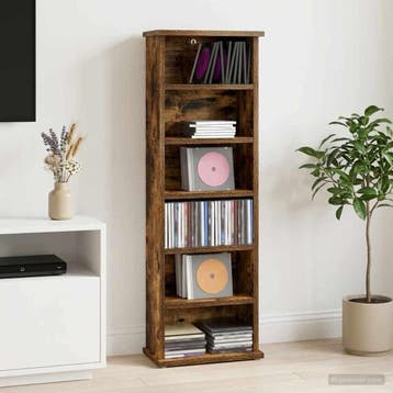 vidaXL CD Kast Gerookt eiken 60 x 17 x 92 cm Bewerkt hout, Verzenden, Nieuw