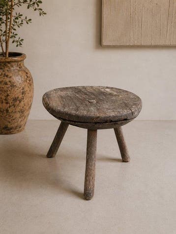 rural 19th century milking stool - Kruk - Eik - Stevig