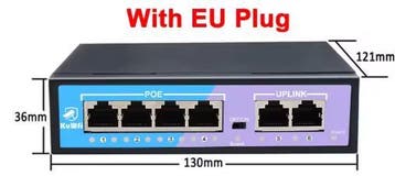 4-Poort PoE Switch 100Mbps 2 Uplink 48V 250m, Verzenden, Nieuw