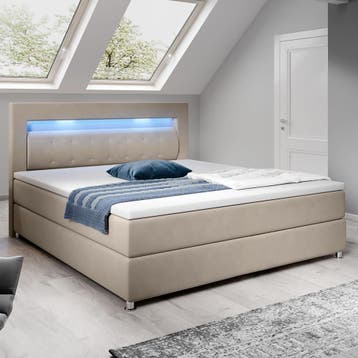 Boxspringbed / Boxspring Vancouver - 120 x 200 cm - Beige -, Huis en Inrichting, Slaapkamer | Boxsprings, Verzenden, Nieuw