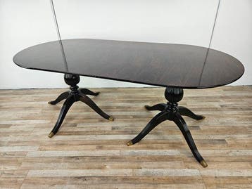 Eettafel - Ovale tafel van palissander en messing. -, Antiek en Kunst